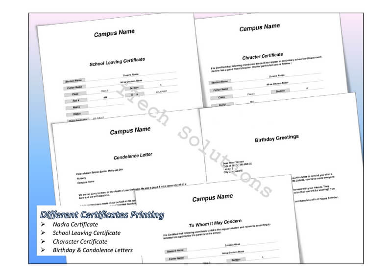 Different Certificates Printing